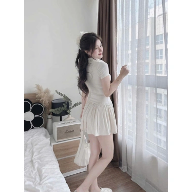 Váy Len Thõ Cổ Bẻ Khoá Chân Xoè Đủ Size 38-65kg Giá Sốc 205k - Ưu Đãi Giảm Giá