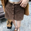 Váy ngắn nữ retro da lộn màu cà phê A line plus size eo cao giá ưu đãi 604.713 VND 2