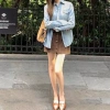 Váy ngắn nữ retro da lộn màu cà phê A line plus size eo cao giá ưu đãi 604.713 VND 6