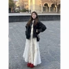 Váy ngắn nữ retro da lộn màu cà phê A line plus size eo cao giá ưu đãi 604.713 VND 7