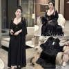 Váy ngủ áo choàng lụa dài dây bèo ren eo ngực nhún mút - Lyly QC giá 645.000