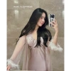 Váy ngủ cao cấp áo choàng lụa voan tay lông rút ngực dài QC Loại 1 Xíu Sleepwear 495k 2