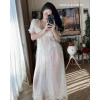 Váy ngủ cao cấp kèm chip, áo choàng voan tơ mỏng xuyên thấu dài béo eo sexy - 355k 4
