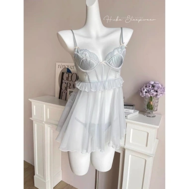 Váy ngủ cao cấp voan lụa ren có mút, eo ren xoè xuyên - Hube Sleepwear 415k 6