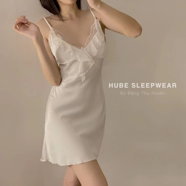 Váy Ngủ Lụa Bèo Mút Ngực Tầng Hai Dây QC Loại 1 Cao Cấp - Xíu Sleepwear