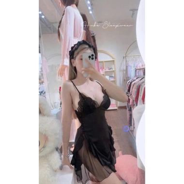Váy Ngủ Lụa Cao Cấp Ren Viền Nơ Nhí Xẻ Bèo Voan Xoè Eo Cúc Siêu Xinh Giá 425.000đ Hube Sleepwear