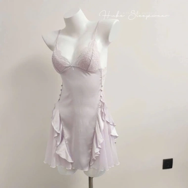 Váy Ngủ Lụa Cao Cấp Ren Viền Nơ Nhí Xẻ Bèo Voan Xoè Eo Cúc Siêu Xinh Giá 425.000đ Hube Sleepwear
