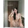 Váy ngủ lụa cao cấp và áo choàng ren cổ mút, ngực hoa nhí - Tiểu thư Xíu Sleepwear 345k 8