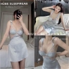 Váy Ngủ Lụa Ren Cao Cấp Cổ V Đệm Ngọc Dây Cánh Tiên 2 Màu - Xíu Sleepwear