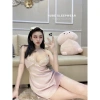 Váy Ngủ Lụa Ren Cổ Eo Dây Buộc Ngực Gợi Cảm Sexy Loại 1 Xíu Sleepwear 235k 7