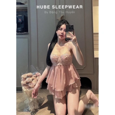 Váy ngủ lụa voan gọng ngực, hai dây ren hoa QC Loại 1 cao cấp - Xíu Sleepwear 3