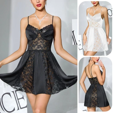 Váy ngủ ren khâu satin sling 2 màu đen trắng ngắn nữ homewear Giá 384,480₫ 2 Váy ngủ ren khâu satin sling 2 màu đen trắng ngắn nữ homewear Giá 384,480₫ 2