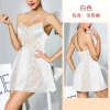 Váy ngủ ren khâu satin sling 2 màu đen trắng ngắn nữ homewear Giá 384,480₫ 6