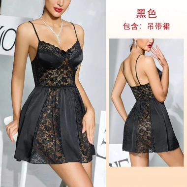 Váy ngủ ren khâu satin sling 2 màu đen trắng ngắn nữ homewear Giá 384,480₫ 8 Váy ngủ ren khâu satin sling 2 màu đen trắng ngắn nữ homewear Giá 384,480₫ 8