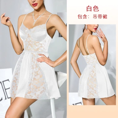 Váy ngủ ren khâu satin sling 2 màu đen trắng ngắn nữ homewear Giá 384,480₫ 10 Váy ngủ ren khâu satin sling 2 màu đen trắng ngắn nữ homewear Giá 384,480₫ 10