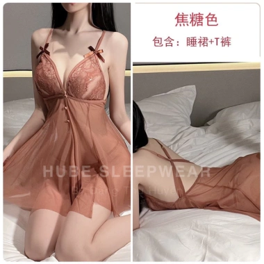 Váy Ngủ Ren Tơ Guiruo Xuyên Thấu Dây Nơ Siêu Se.xy QC Loại 1 - Giá 235k 3
