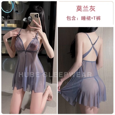Váy Ngủ Ren Tơ Guiruo Xuyên Thấu Dây Nơ Siêu Se.xy QC Loại 1 - Giá 235k 4