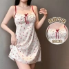 Váy ngủ sling hè Hàn Quốc - băng ruy băng, lót mỏng, chấm bi ngọt nơ hoa, chỉ 302.400đ 2