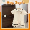 Váy Polo Thêu Gâu Cổ Viền Đen cho Bé Gái Size 9‑29kg V3.096 Giá ưu đãi 115k