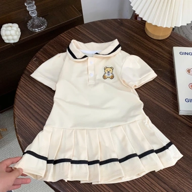 Váy Polo Thêu Gâu Cổ Viền Đen cho Bé Gái Size 9‑29kg V3.096 Giá ưu đãi 115k 5