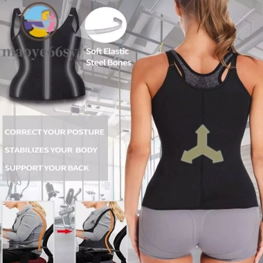 Vest Shaper MAOYE66SY Quần Lót Nữ Không Tay Khóa 3 Hàng Dây Kéo Fit Eo Cinching
