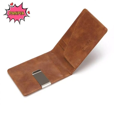 Ví Da Nam Bifold Đa Chức Năng Mỏng Kẹp Tiền Kim Loại - Thời Trang VN