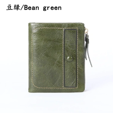 Ví da nữ chính hãng sáp da gấp, dây kéo, đựng thẻ, ví tiền - Giá 386.640₫