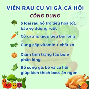 Viên Rau Xanh vị Cá Hồi và Gà Sấy Khô - Thức Ăn Dinh Dưỡng cho Chó Mèo, Giá 29.000đ 2