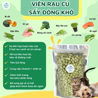 Viên Rau Xanh vị Cá Hồi và Gà Sấy Khô - Thức Ăn Dinh Dưỡng cho Chó Mèo, Giá 29.000đ 3