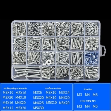 Vít đầu chữ thập nửa tròn đóng hộp đa thông số, bu lông & vòng đệm - Giá chỉ 120.000đ 2
