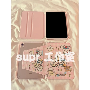 Vỏ Bảo Vệ iPad 10 Gejika Hồng Hoạt Hình 24/360 độ Xoay Pro và Rãnh Bút 789 Acrylic