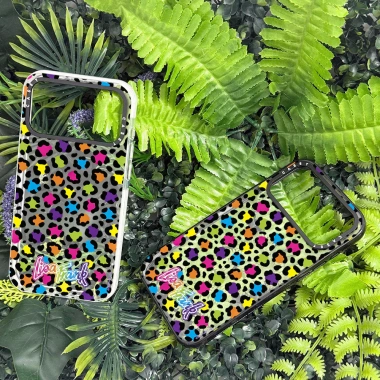 Vỏ sạc không dây Lisa Frank Rainbow Leopard cho iPhone 11‑17 Pro Max, chống sốc