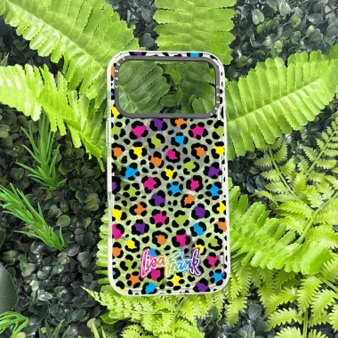 Vỏ sạc không dây Lisa Frank Rainbow Leopard cho iPhone 11‑17 Pro Max, chống sốc