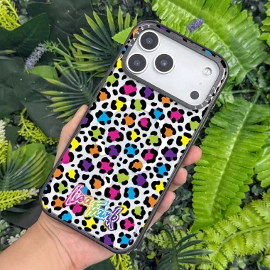 Vỏ sạc không dây Lisa Frank Rainbow Leopard cho iPhone 11‑17 Pro Max, chống sốc