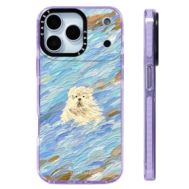 Vỏ sạc từ tính không dây Wavesurfing Dog Oil Painting silicone mềm trong suốt chống sốc tương thích iPhone 12 13 14 15 16 17 Pro Max 17AIR
