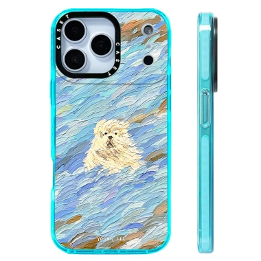 Vỏ sạc từ tính không dây Wavesurfing Dog Oil Painting silicone mềm trong suốt chống sốc tương thích iPhone 12 13 14 15 16 17 Pro Max 17AIR