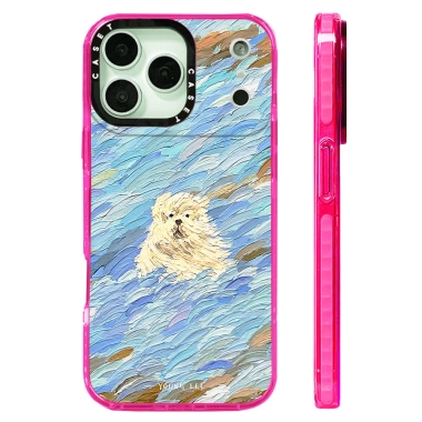 Vỏ sạc từ tính không dây Wavesurfing Dog Oil Painting silicone mềm trong suốt chống sốc tương thích iPhone 12 13 14 15 16 17 Pro Max 17AIR