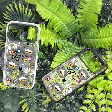 Vỏ sạc từ tính ZO & FRIENDS Acrylic trong suốt, tương thích iPhone 11‑17 Pro Max, 15 Plus, chống sốc, sticker dễ thương 2