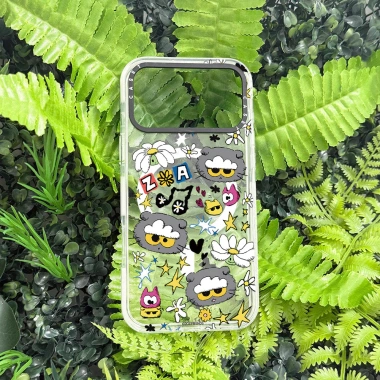 Vỏ sạc từ tính ZO & FRIENDS Acrylic trong suốt, tương thích iPhone 11‑17 Pro Max, 15 Plus, chống sốc, sticker dễ thương 5