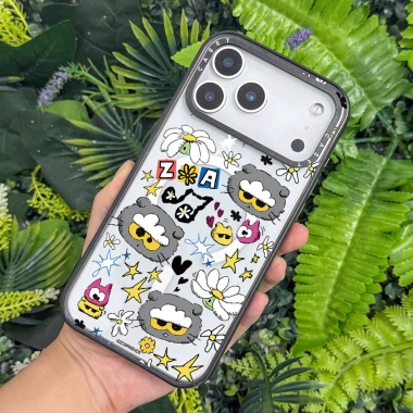 Vỏ sạc từ tính ZO & FRIENDS Acrylic trong suốt, tương thích iPhone 11‑17 Pro Max, 15 Plus, chống sốc, sticker dễ thương 10