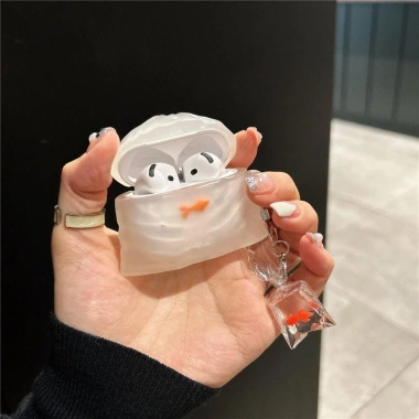 Vỏ tai nghe FLAZEA cá vàng – Chống rơi, bụi, trầy xước, kèm dây chuyền, tương thích AirPods 1‑4 & Pro2