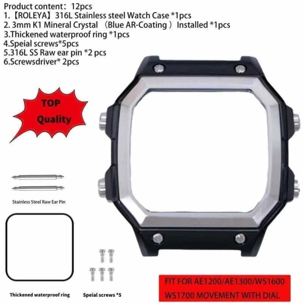 Hướng dẫn lắp đặt vỏ thép không gỉ cho đồng hồ Casio AE1.200, AE1.300, WS1.600, WS1.700
