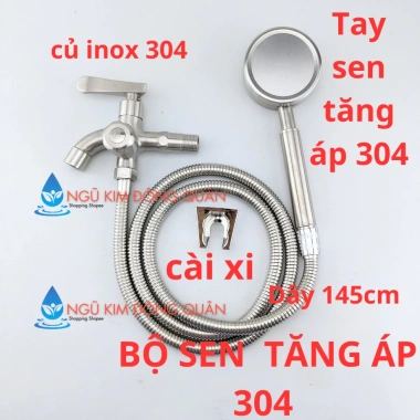 Vòi sen tắm inox SUS304 thân đúc không gỉ, tay sen tăng áp 304, bộ sen - tay sen 2