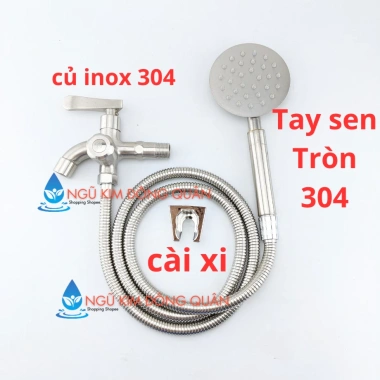 Vòi sen tắm inox SUS304 thân đúc không gỉ, tay sen tăng áp 304, bộ sen - tay sen 3