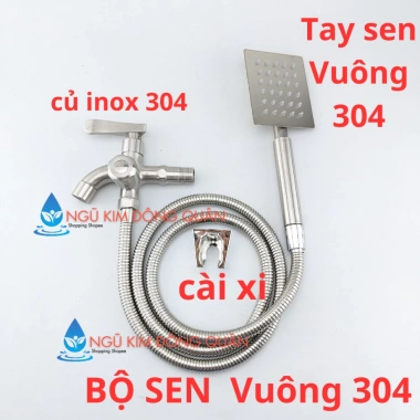 Vòi sen tắm inox SUS304 thân đúc không gỉ, tay sen tăng áp 304, bộ sen - tay sen 4