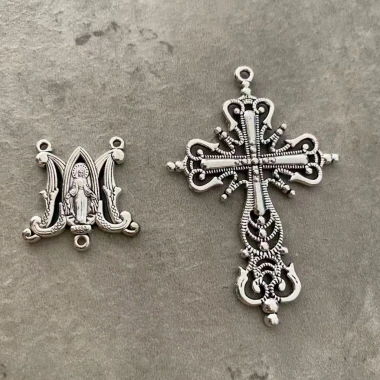 Vòng cổ Mân Côi Charms, bộ mặt dây chuyền Đức Trinh Nữ Maria & Thánh Giá - 5 món DIY 67.100₫