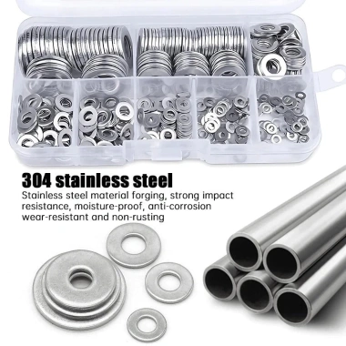 Vòng đệm thép không gỉ 360 chiếc - Phụ kiện phần cứng, bộ dây buộc, vòng đệm vít tròn, giảm giá 69.000₫