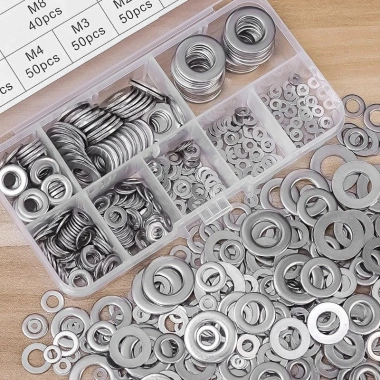 Vòng đệm thép không gỉ 360 chiếc - Phụ kiện phần cứng, bộ dây buộc, vòng đệm vít tròn, giảm giá 69.000₫