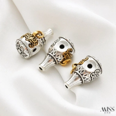 Vòng Tay 18k Sáu Xương Mantra Bạc Cổ King Kong - Tháp Đầu, Hạt Động Vật, Wenwan DIY, Giá 17.545₫