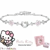 Vòng tay bạc Hello Kitty & Hoa Anh Đào - Quà tặng nữ sang trọng, có hộp, giá ưu đãi 233k
